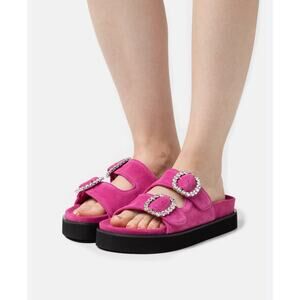 Maje Pink Suede Diamonte  Sandals size 8 New in Box